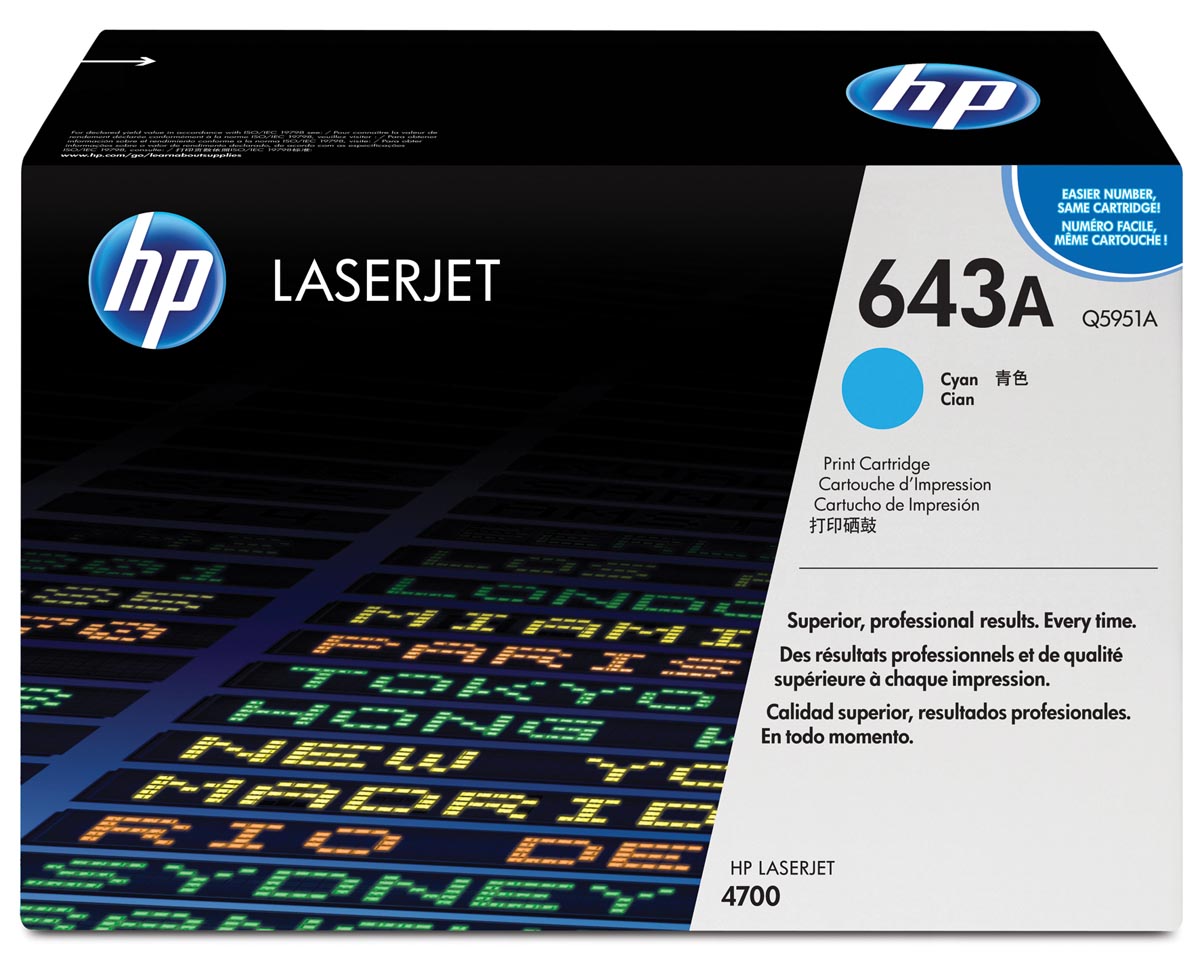 HP toner 643A, 10 000 pagina's, OEM Q5951A, cyaan