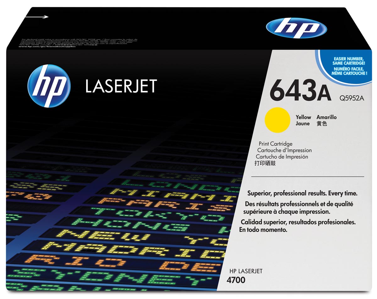 HP toner 643A, 10 000 pagina's, OEM Q5952A, geel