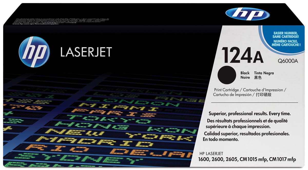 HP toner 124A, 2 500 pagina's, OEM Q6000A, zwart