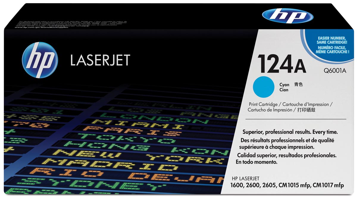 HP toner 124A, 2 000 pagina's, OEM Q6001A, cyaan