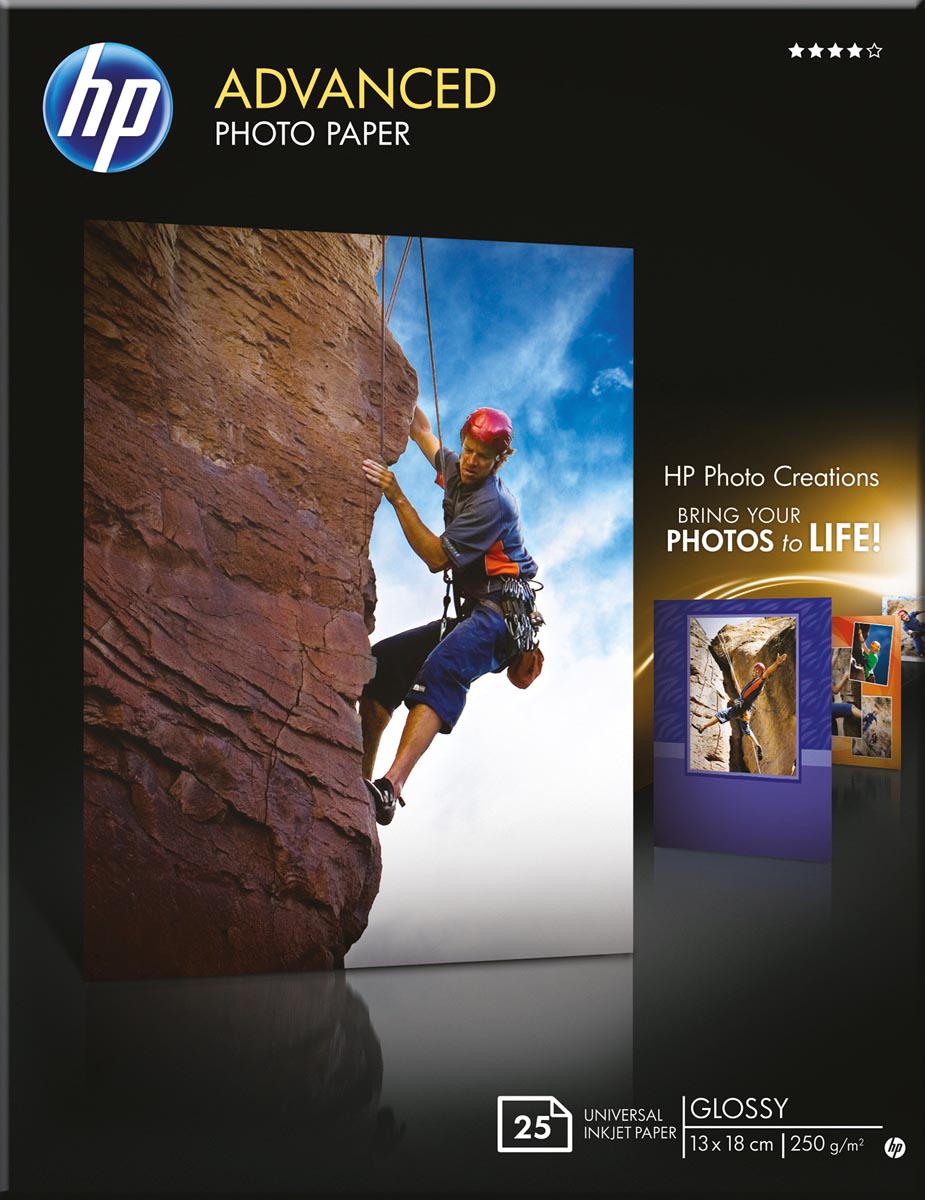 HP Advanced fotopapier ft 13 x 18 cm, 250 g, pak van 25 vel, glanzend afbeelding