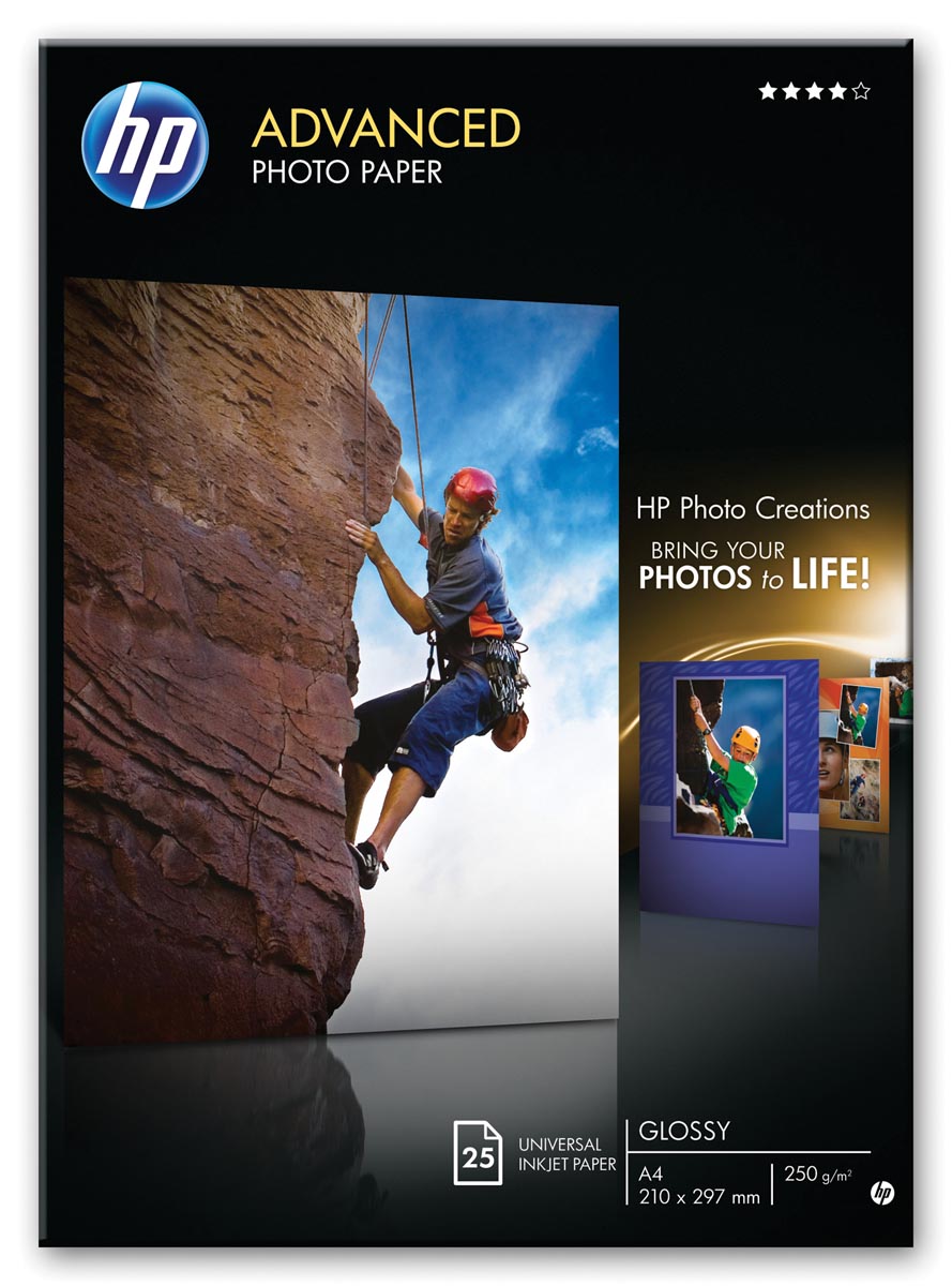 HP Advanced fotopapier ft A3, 250 g, pak van 20 vel, glanzend afbeelding