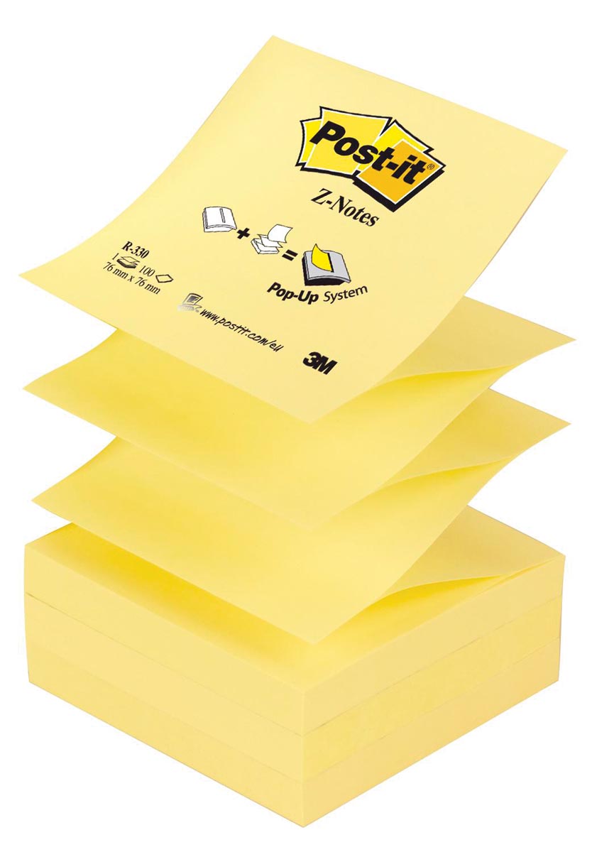Post-it Z-Notes navullingen, geel, blok van 100 vel