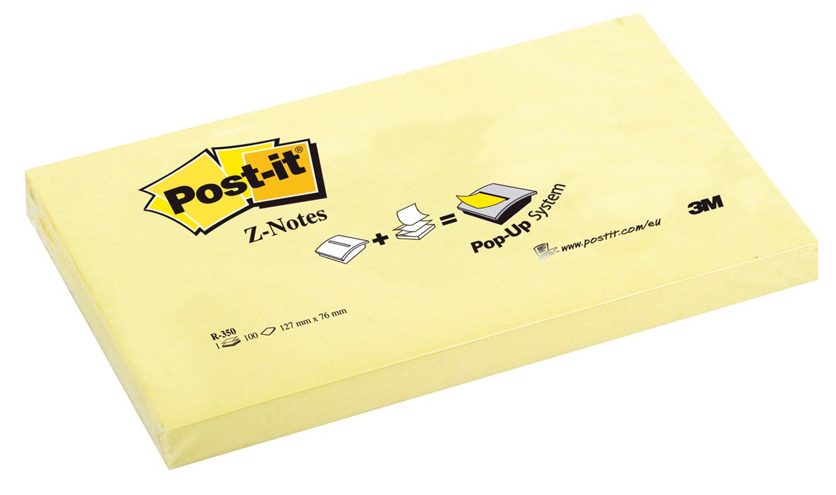 Post-it Z-Notes, ft 76 x 127 mm, geel, blok van 100 vel