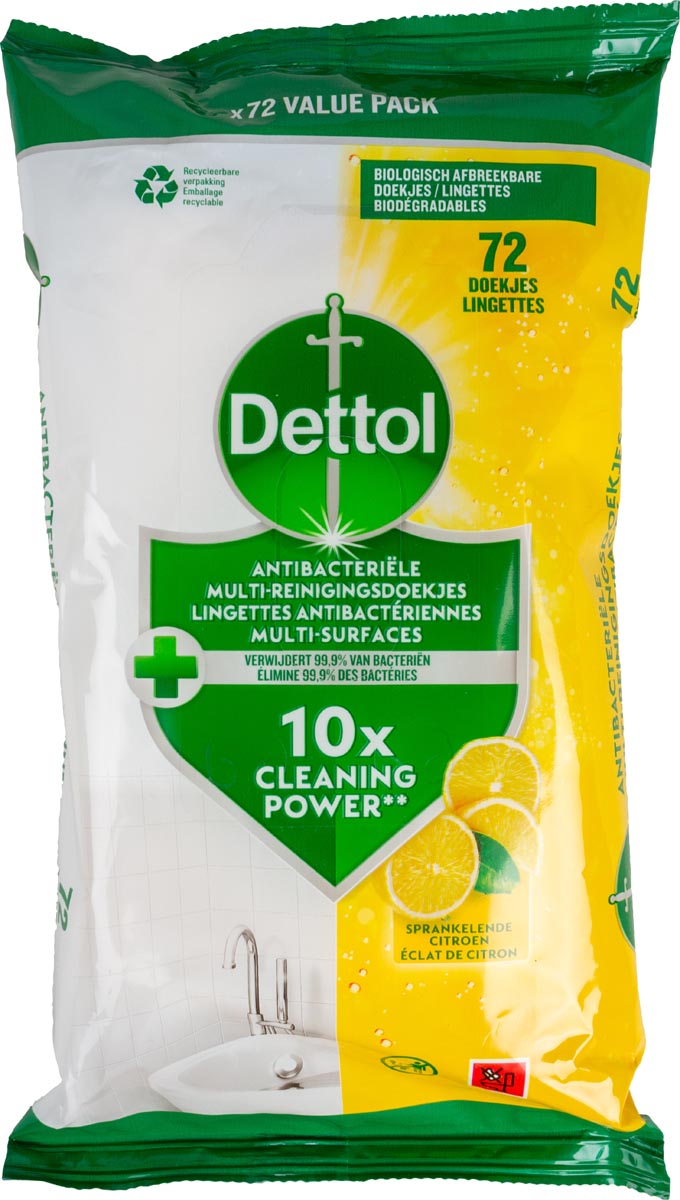 Dettol Antibacteriële Reinigingsdoekjes Sprankelende Citroen 72 stuks