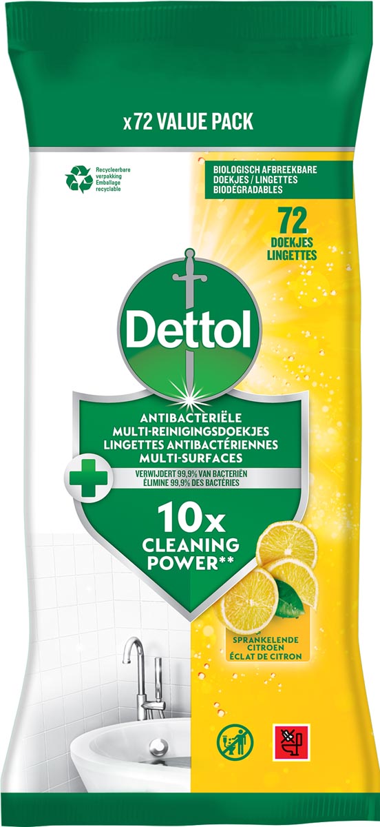 Dettol reinigingsdoekjes citroen, pak van 72 stuks afbeelding