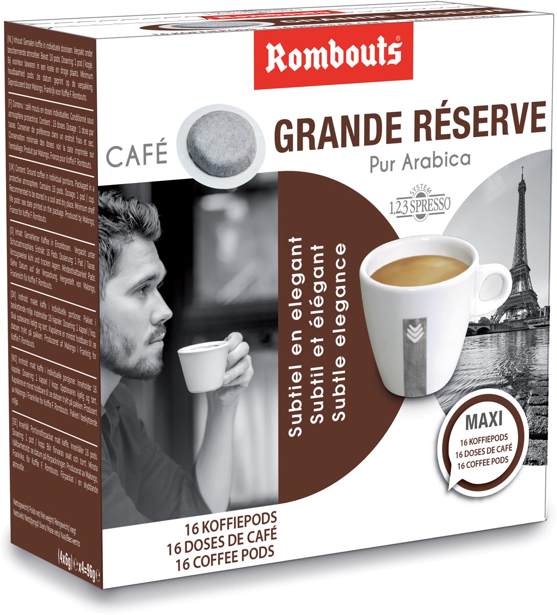 Rombouts koffiepads voor espresso, Grande Réserve, pak van 16 stuks afbeelding
