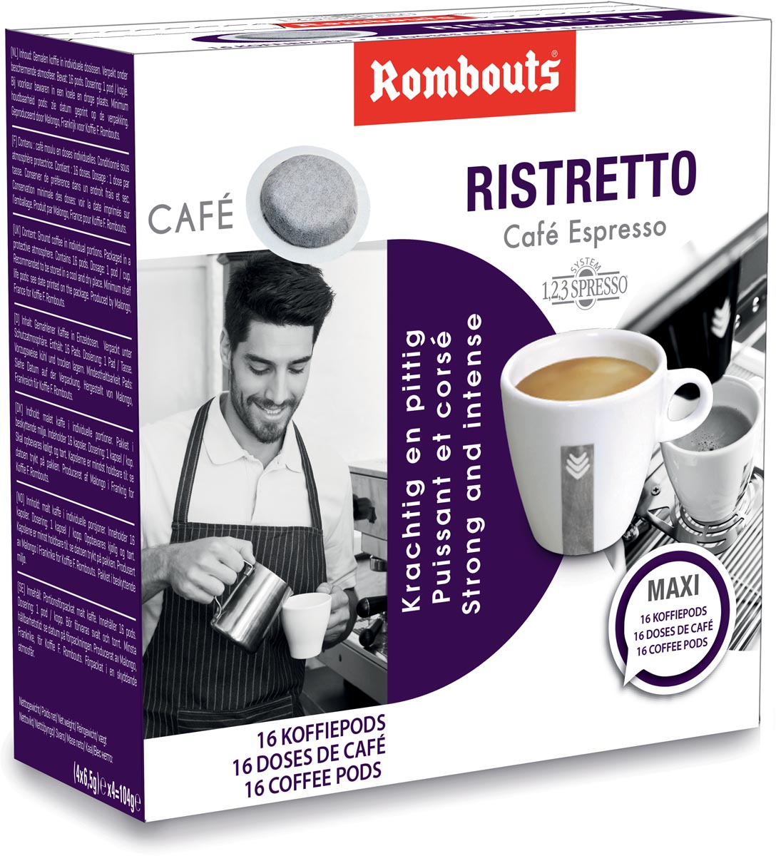 Rombouts koffiepads voor espresso, Ristretto, pak van 16 stuks Rombouts koffiepads voor espresso, Ristretto, pak van 16 stuks