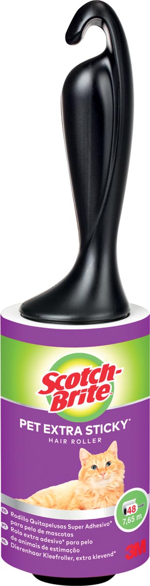 Scotch Brite pluizenkleefroller, extra klevend voor dierenhaar, 48 vellen afbeelding