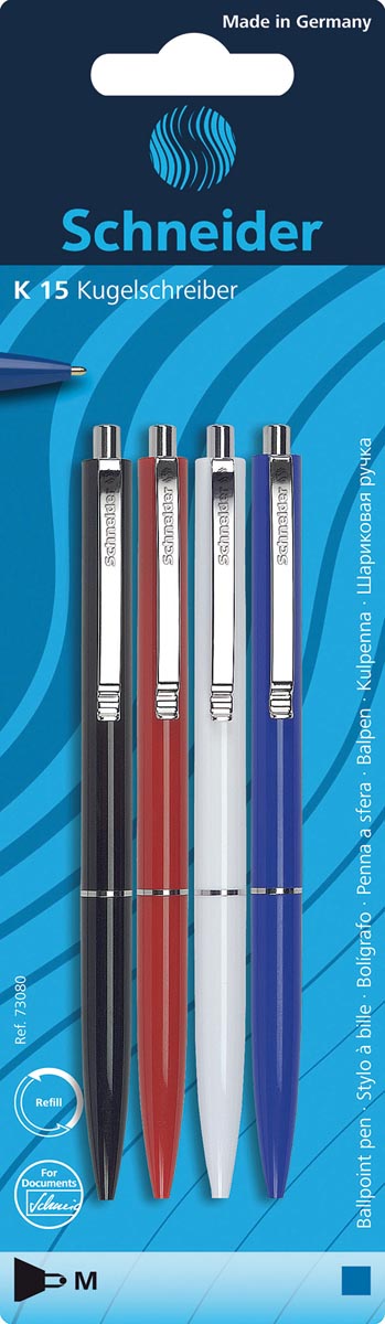 Schneider balpen K15 assorti, 4 stuks
