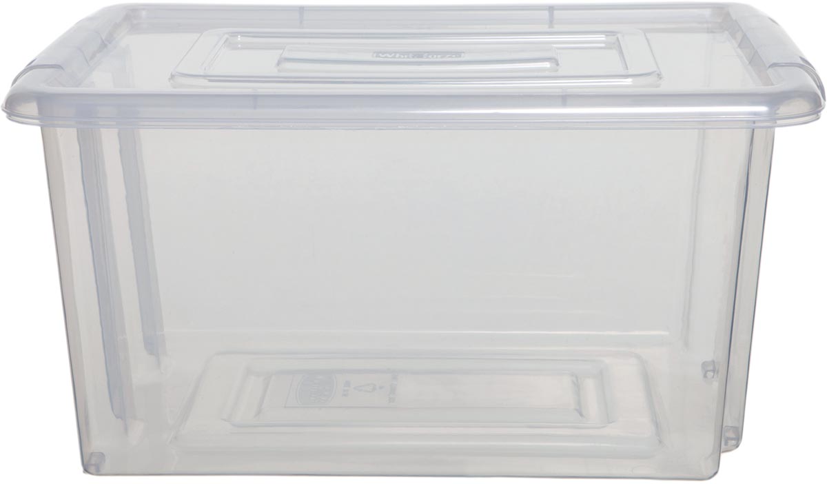 Whitefurze Stack & Store Medium opbergdoos 32 liter zonder deksel, transparant afbeelding