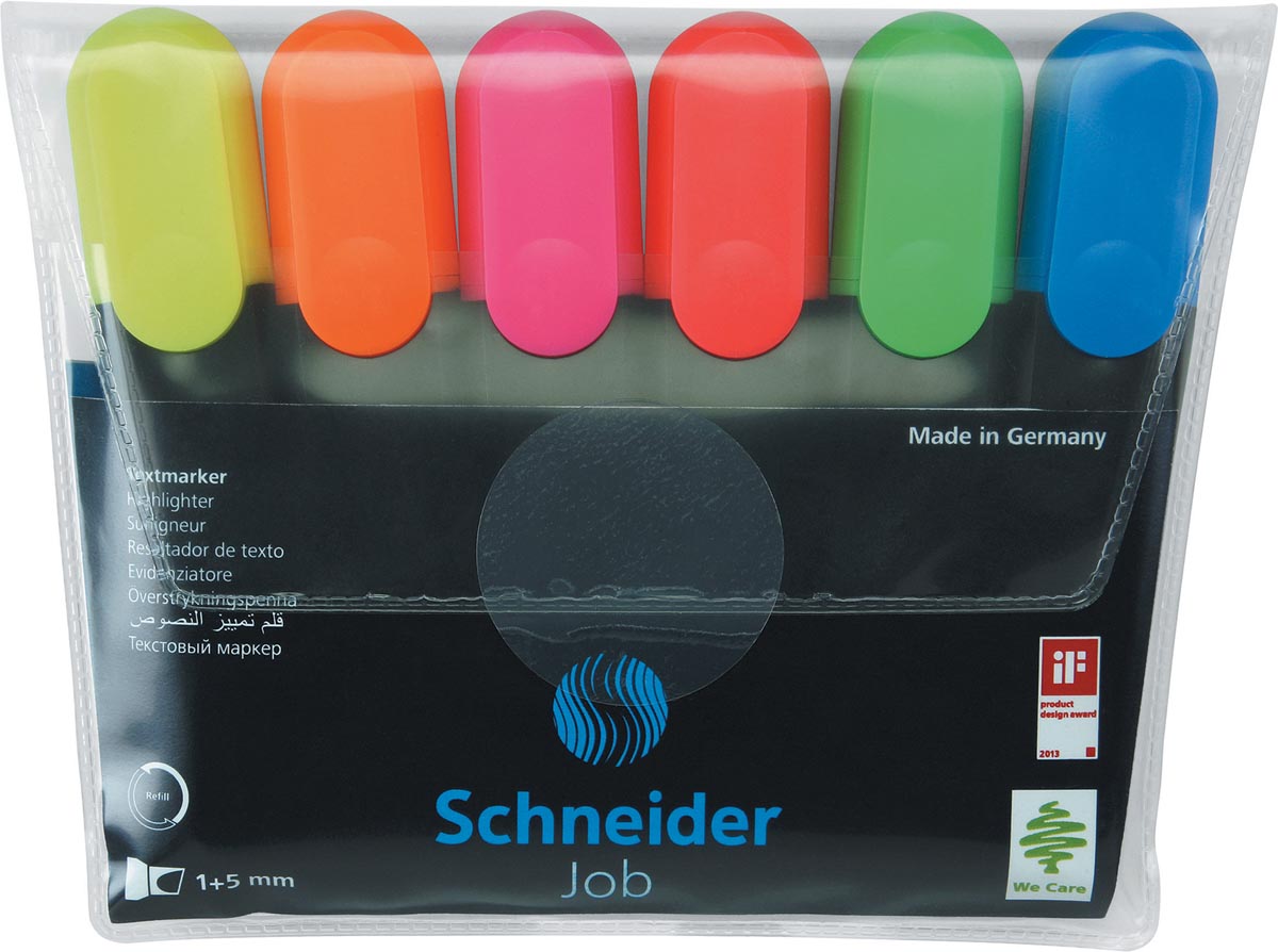 Schneider markeerstift Job 150, etui van 6 stuks in geassorteerde kleuren afbeelding