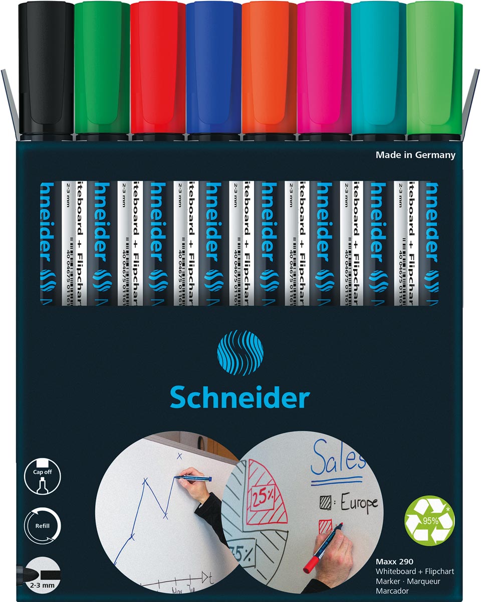 Schneider Maxx 290 whiteboardmarker, 6 + 2 gratis, assorti afbeelding