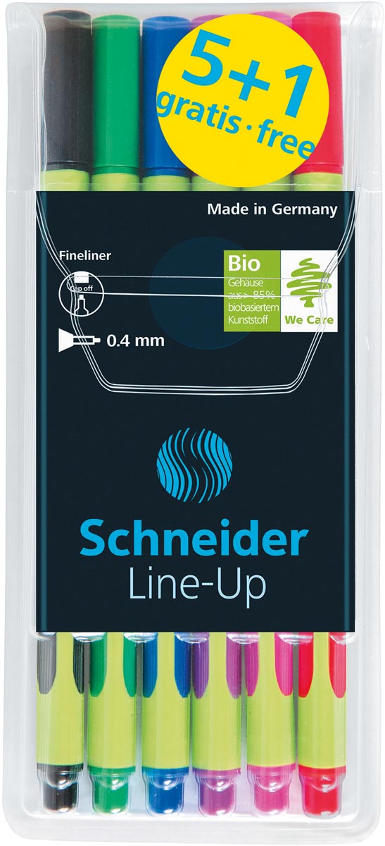 Schneider Line-Up fineliner 0,4 mm, 5 + 1 gratis, assorti