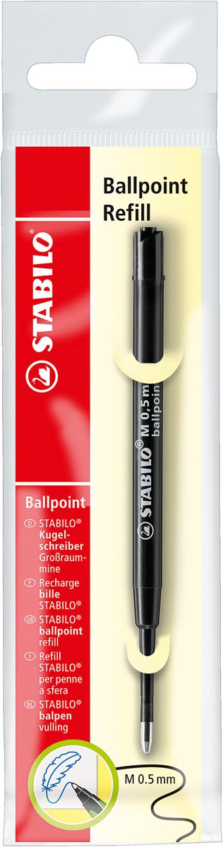 STABILO balpen navulling, medium punt, zwart afbeelding