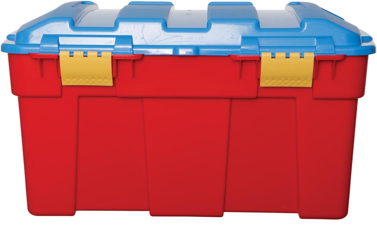 Whitefurze opbergdoos 40 liter, rood met blauwe deksel