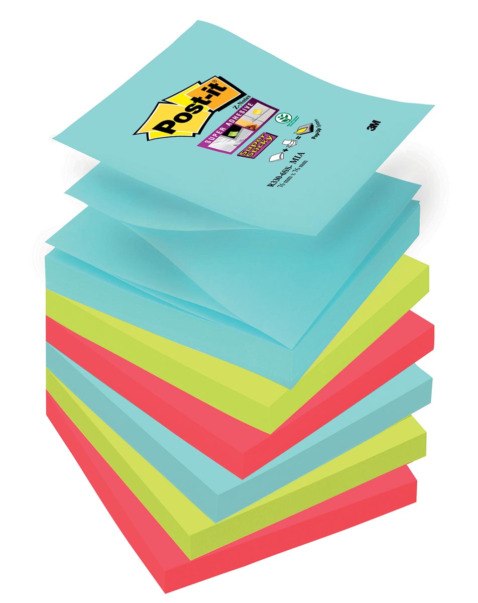 Post-it Super Sticky Z-notes Cosmic, 90 vel, ft 76 x 76 mm, pak van 6 blokken afbeelding