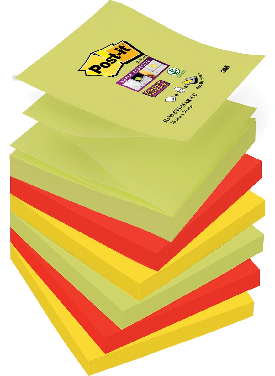 Post It Super Sticky Z Notes Marrakesh Ft 76 X 76 Mm Geassorteerde Kleuren 90 Vel Pak Van 6 Blokken huismerk kopen in de aanbieding Post It Super Sticky Z Notes Marrakesh Ft 76 X 76 Mm Geassorteerde Kleuren 90 Vel Pak Van 6 Blokken huismerk kopen in de aanbieding