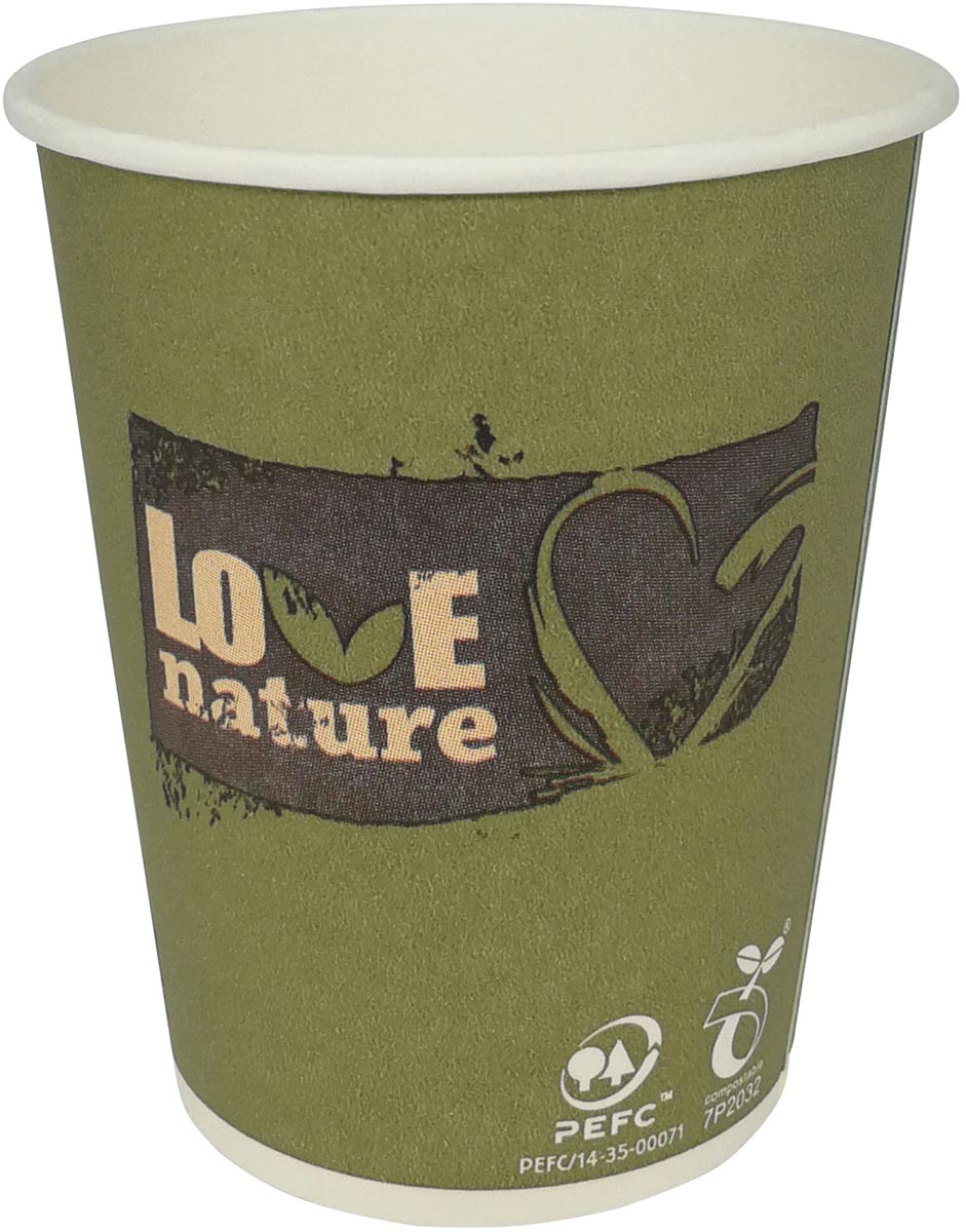 Drinkbeker Love Nature, uit karton, 150ml, pak van 100 stuks afbeelding