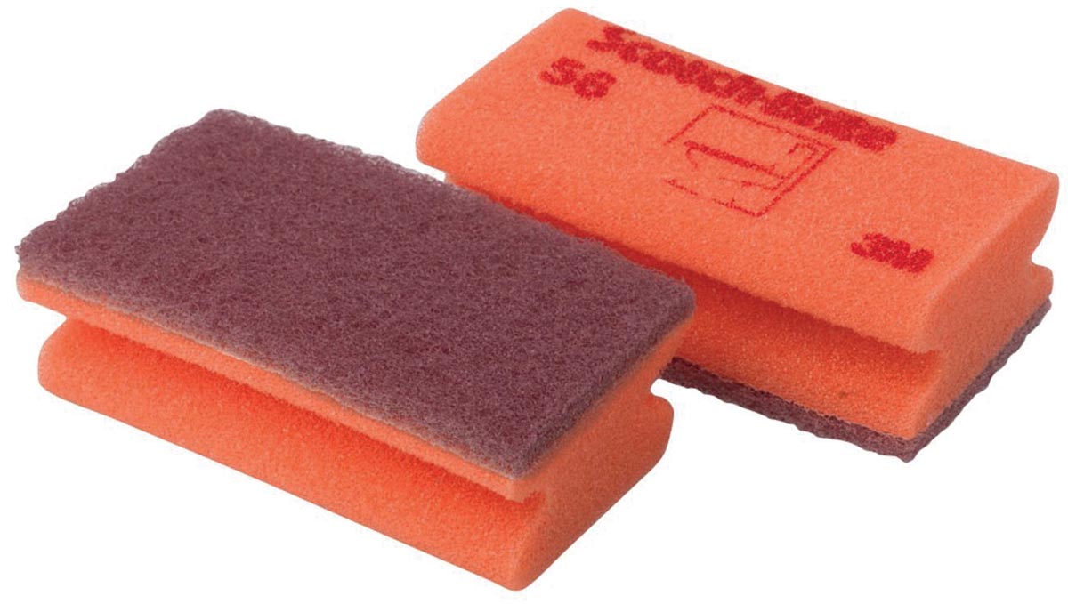 Scotch Brite schuurspons voor delicate oppervlakken, ft 7 x 13 cm, rood, pak met 10 stuks afbeelding