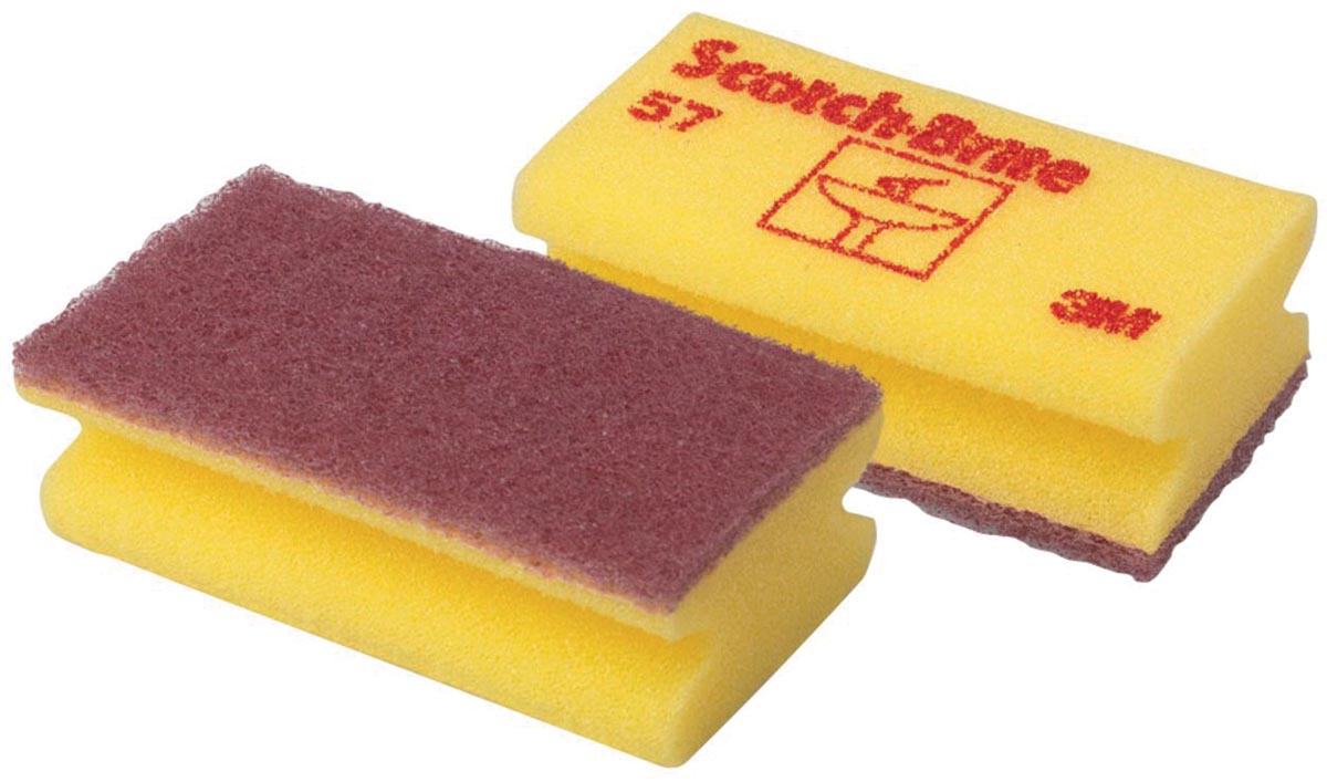 Scotch Brite schuurspons voor delicate oppervlakken, ft 7 x 13 cm, geel, pak met 10 stuks afbeelding