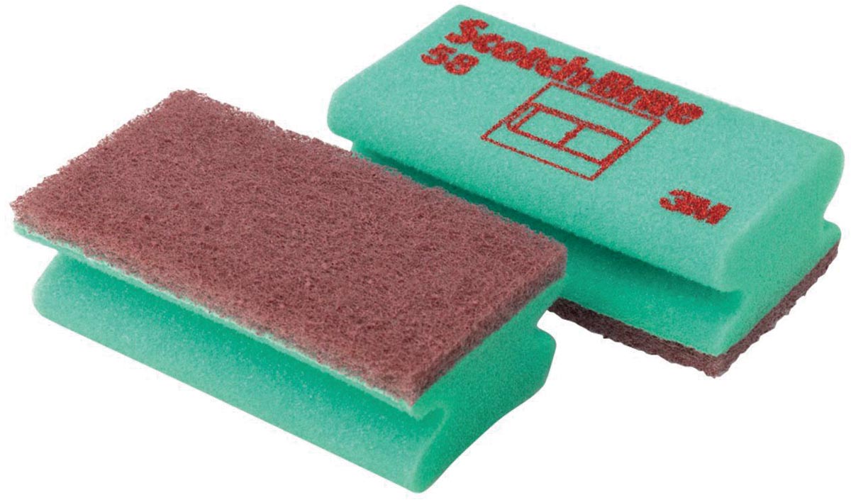 Scotch Brite schuurspons voor delicate oppervlakken, ft 7 x 13 cm, groen, pak met 10 stuks