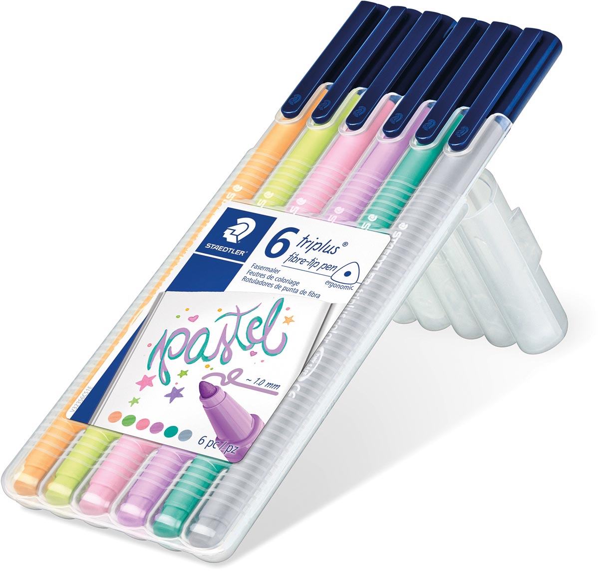 Staedtler viltstift Triplus Color, opstelbare box met 6 pastelkleuren Staedtler viltstift Triplus Color, opstelbare box met 6 pastelkleuren
