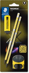 Staedtler Norix grafietpotlood, HB, met slijper en gom, geel, blister van 2 stuks