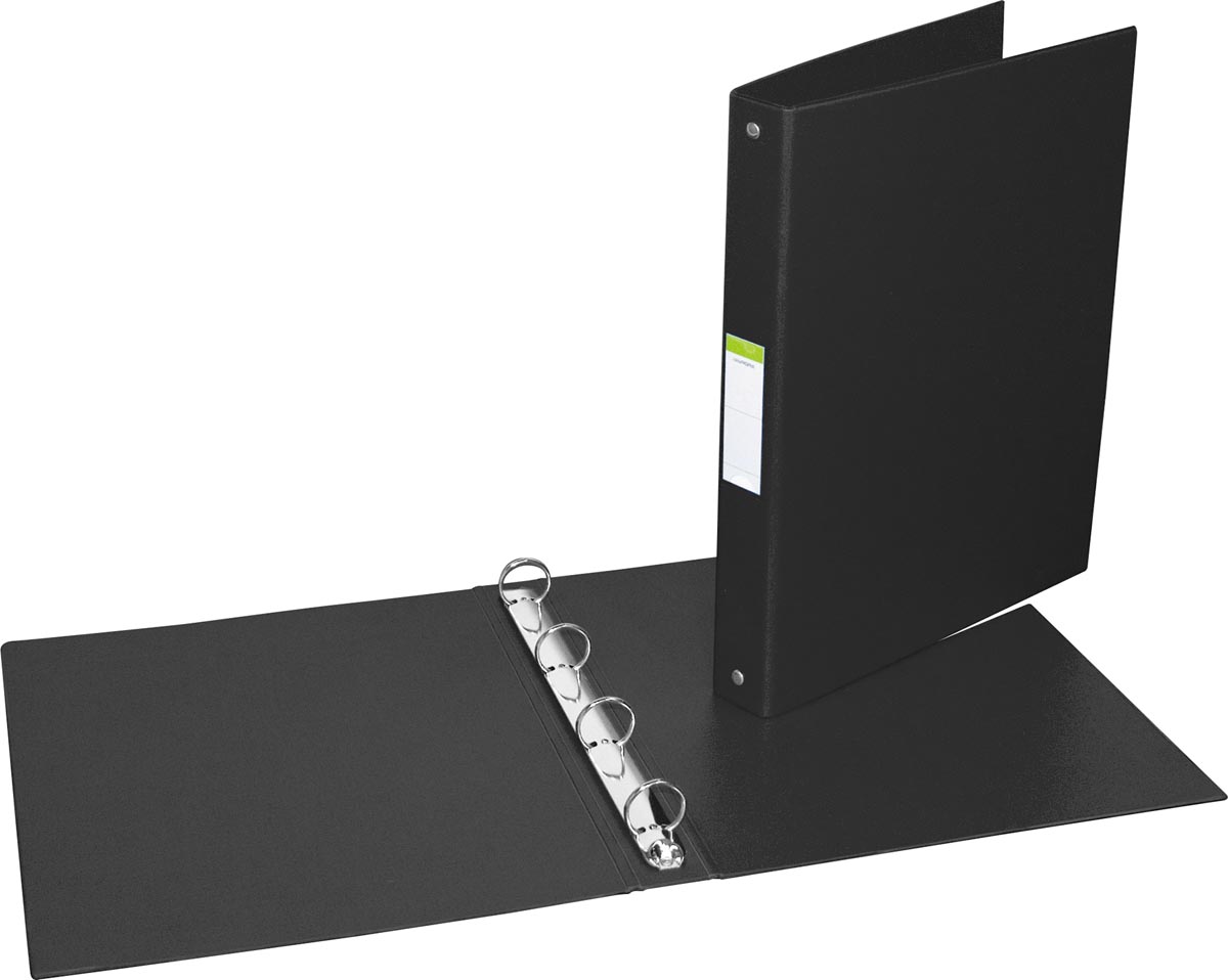 Ringmap voor ft A4, 4 ringen van 25 mm, uit PVC, zwart afbeelding