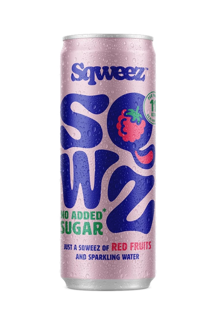 SQWZ frisdrank Red Fruits BIO blikje van 25 cl pak van 12 stuks