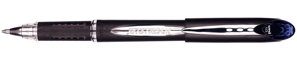 Uni-ball roller Jetstream blauw, schrijfbreedte 0,45 mm, medium schrift, schrijfpunt 1 mm, zwarte rubb...