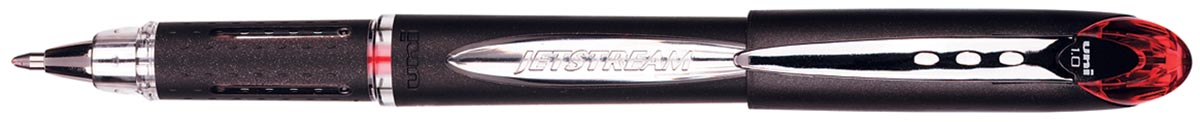 Uni-ball roller Jetstream rood, schrijfbreedte 0,45 mm, medium schrift, schrijfpunt 1 mm, zwarte rubbe... afbeelding