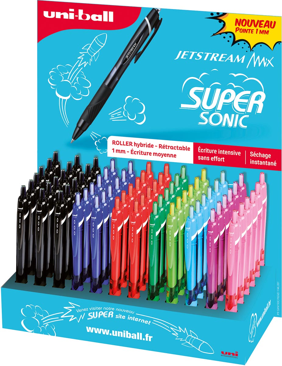 Uniball gelroller Jetstream Mix, display van 72 stuks in geassorteerde kleuren