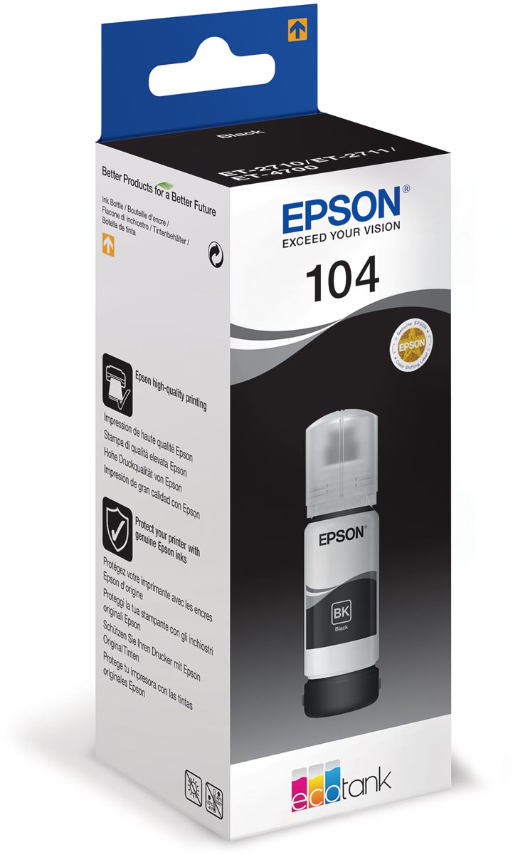 Epson inktfles 104, 4.500 pagina&apos;s, OEM C13T00P140, zwart afbeelding