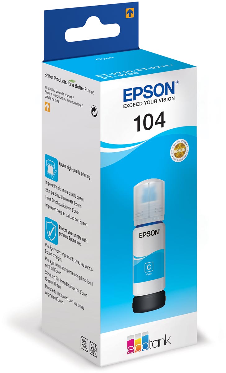 Epson inktfles 104, 7.500 pagina&apos;s, OEM C13T00P240, cyaan afbeelding