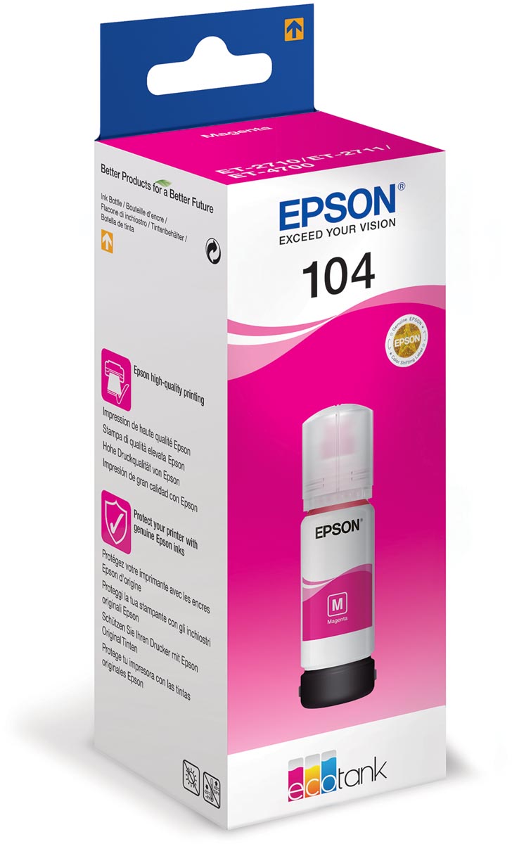 Epson inktfles 104, 7.500 pagina&apos;s, OEM C13T00P340, magenta afbeelding