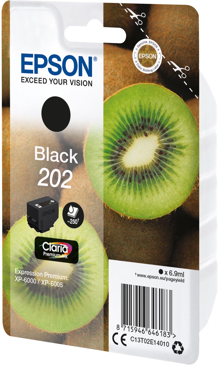 Epson inktcartridge 202, 250 pagina&apos;s, OEM C13T02E14010, zwart afbeelding