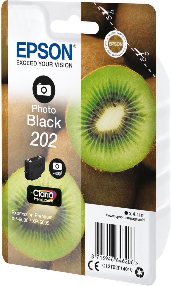 Epson inktcartridge 202, 400 pagina's, OEM C13T02E14010, Photo Black, zwart