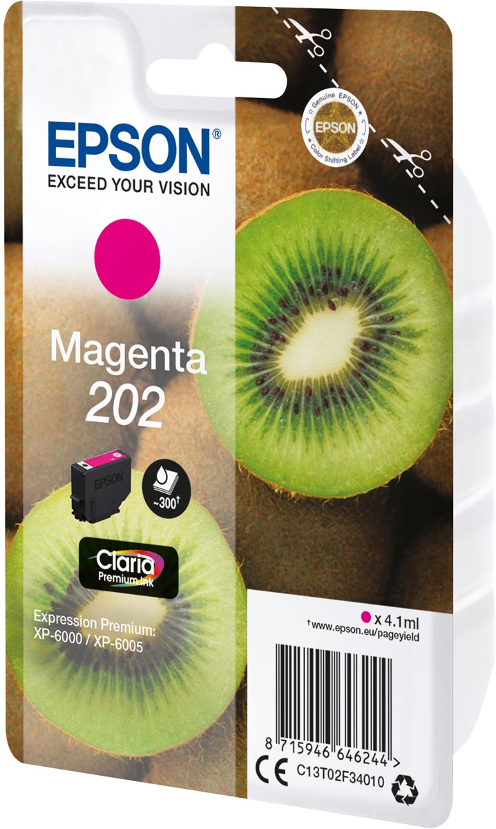 Epson inktcartridge 202, 300 pagina's, OEM C13T02F34010, magenta