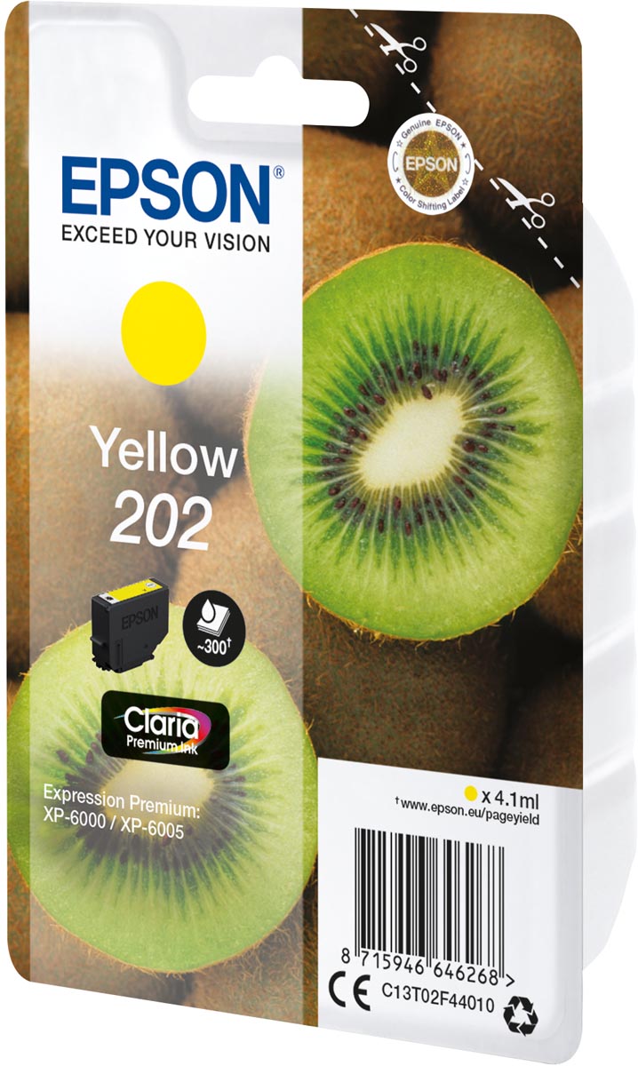 Epson inktcartridge 202, 300 pagina's, OEM C13T02F44010, geel