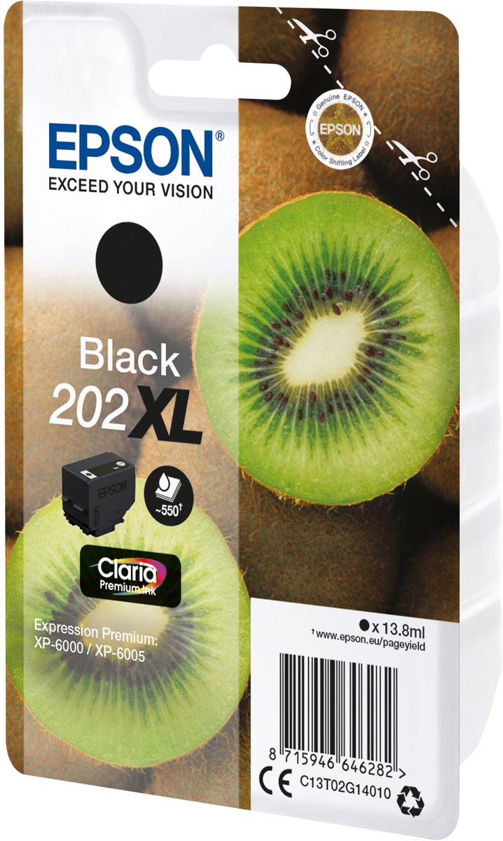 Epson inktcartridge 202XL, 550 pagina&apos;s, OEM C13T02G14010, zwart afbeelding