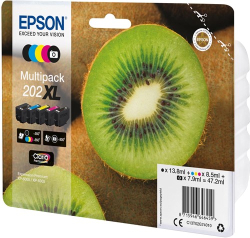 Epson inktcartridge 202XL, 550 - 800 pagina's, OEM C13T02G74010, 5 kleuren