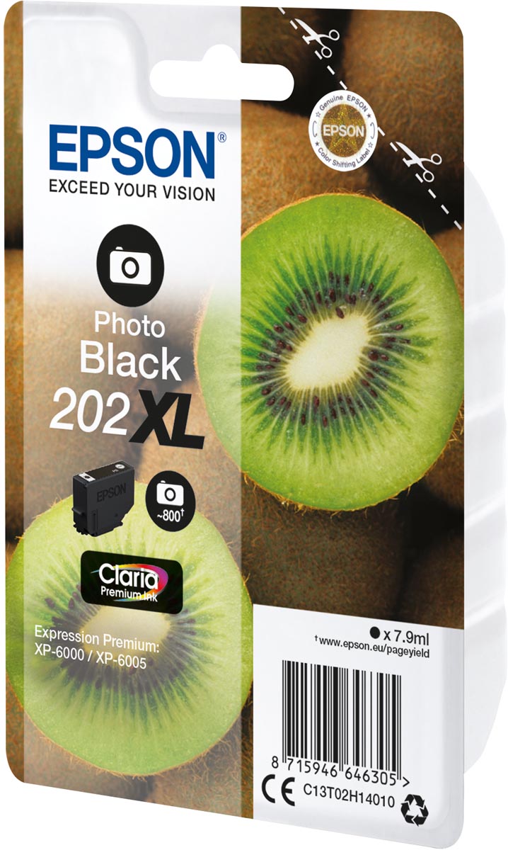 Epson inktcartridge 202XL, 800 pagina's, OEM C13T02H14010, Photo Black, zwart