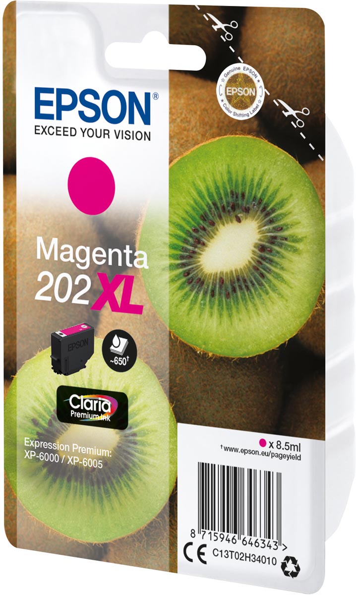 Epson inktcartridge 202XL, 650 pagina's, OEM C13T02H34010, magenta