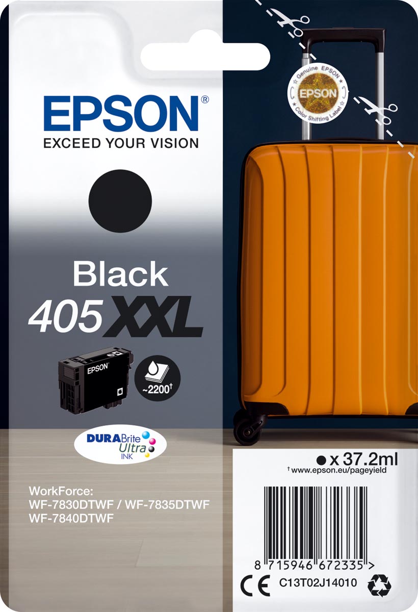 Epson inktcartridge 405XXL, 2.200 pagina&apos;s, OEM C13T02J14010, zwart afbeelding