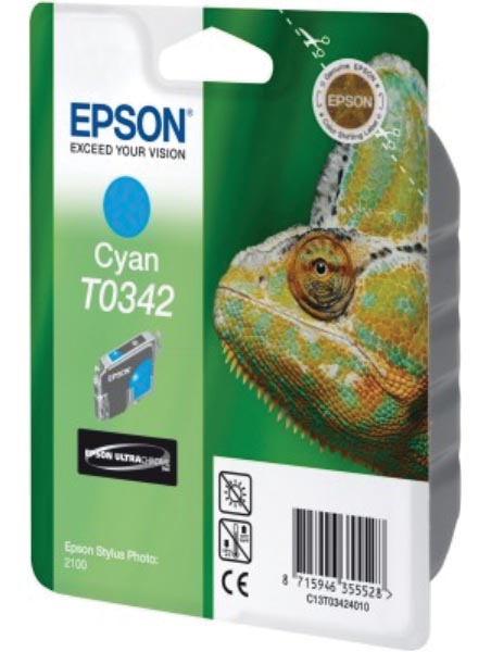 Epson inktcartridge T0342, 440 pagina's, OEM C13T03424010, cyaan