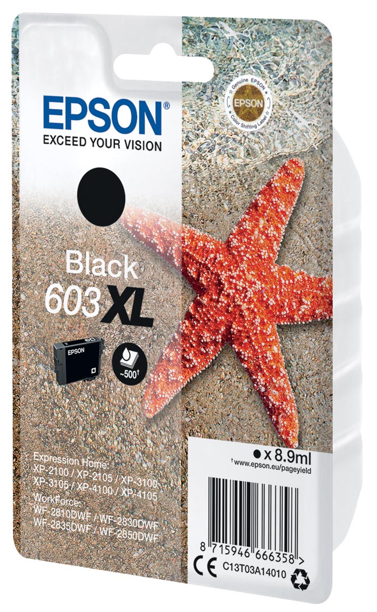 Epson inktcartridge 603 XL, 3,4 ml, OEM C13T03A14010, zwart afbeelding