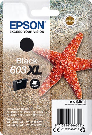 Epson inktcartridge 603XL, 500 pagina's, OEM C13T03A14020, zwart