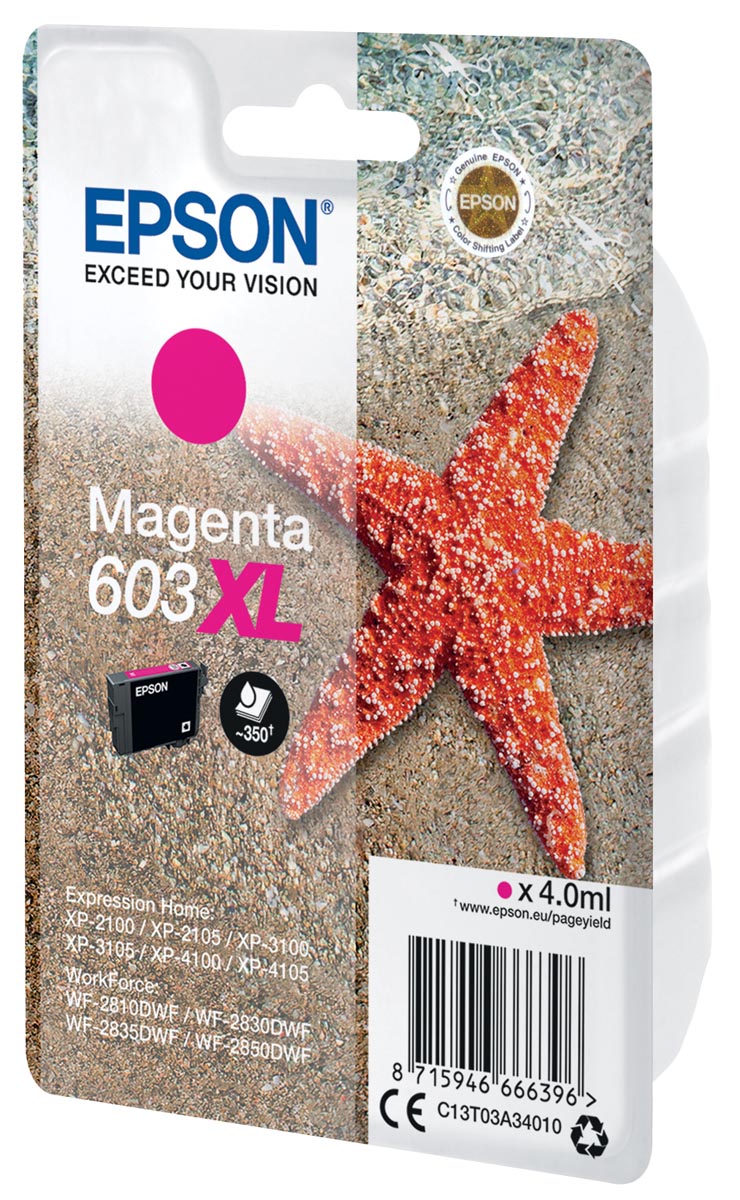 Epson inktcartridge 603 XL, 4 ml, OEM C13T03A34010, magenta Epson inktcartridge 603 XL, 4 ml, OEM C13T03A34010, magenta