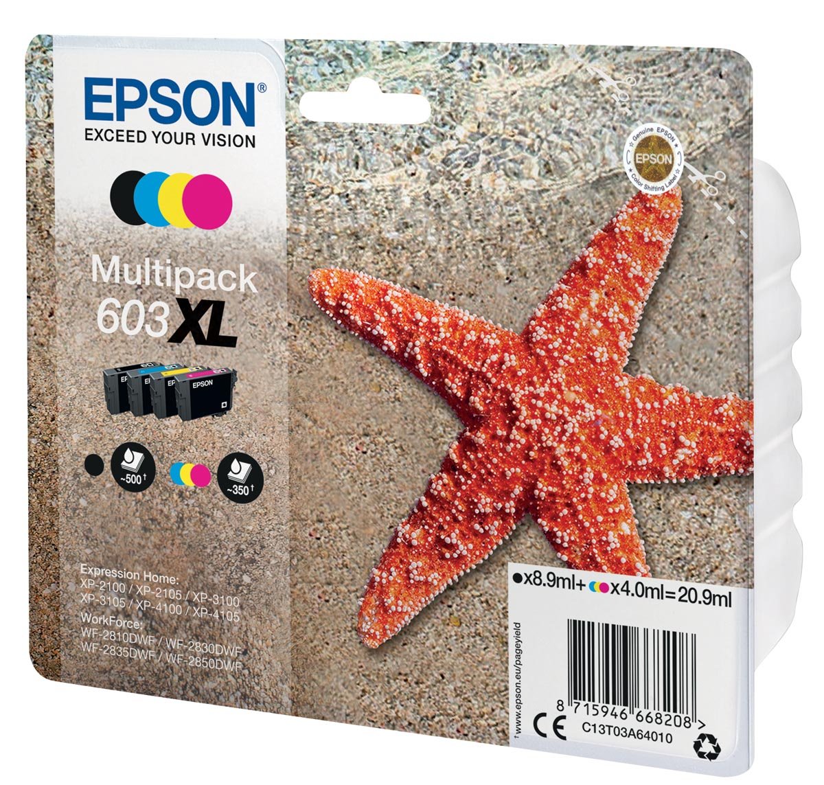 Epson inktcartridge 603 XL, 20,9 ml, OEM C13T03A64010, 4 kleuren afbeelding